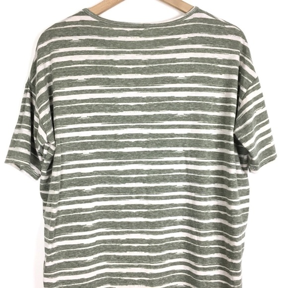 LULAROE Irma Tunic Top Stripe Oversized Loose Fit Green Cream Lagenlook Size XS - Picture 4 of 9